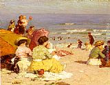 Edward Potthast Canvas Paintings - Beach Scene